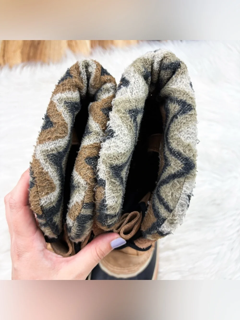 Sorel Joan of Arctic Knit Boot Waterproof Elk Leather Chevron Fleece Duck Winter